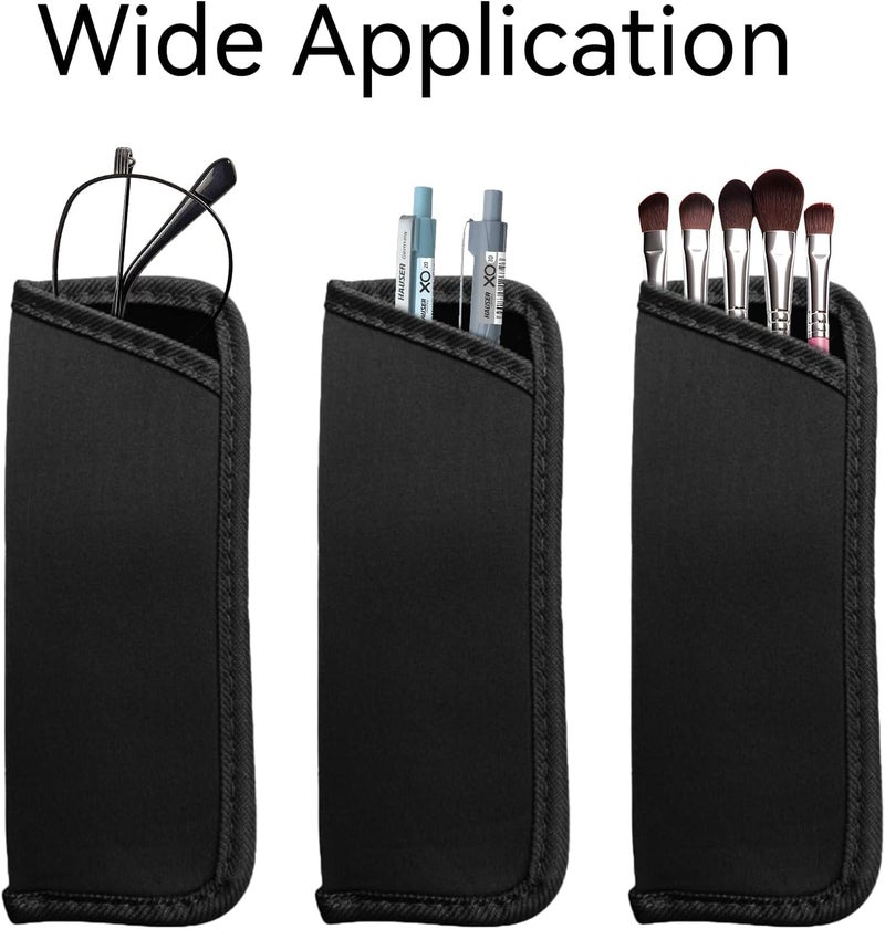 strrng 4 Pcs Slip in Eyeglasses Cases, Black Soft Glasses Cases, Slim Reading Glasses Pouch, Mature Sunglasses Case, Fabric Glass Pouch, for Reading, Travel, Storage, for Men & Women(Black) - Image 5