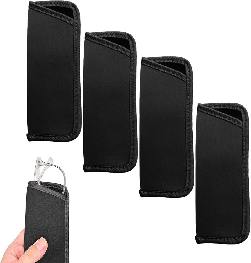 strrng 4 Pcs Slip in Eyeglasses Cases, Black Soft Glasses Cases, Slim Reading Glasses Pouch, Mature Sunglasses Case, Fabric Glass Pouch, for Reading, Travel, Storage, for Men & Women(Black) - Image 1