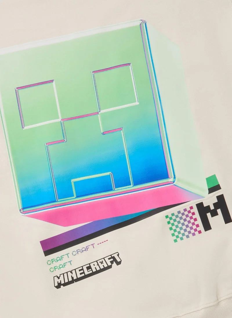 Matalan Minecraft Boys Cream Gloss Hoodie