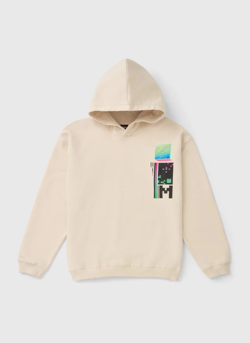 Matalan Minecraft Boys Cream Gloss Hoodie