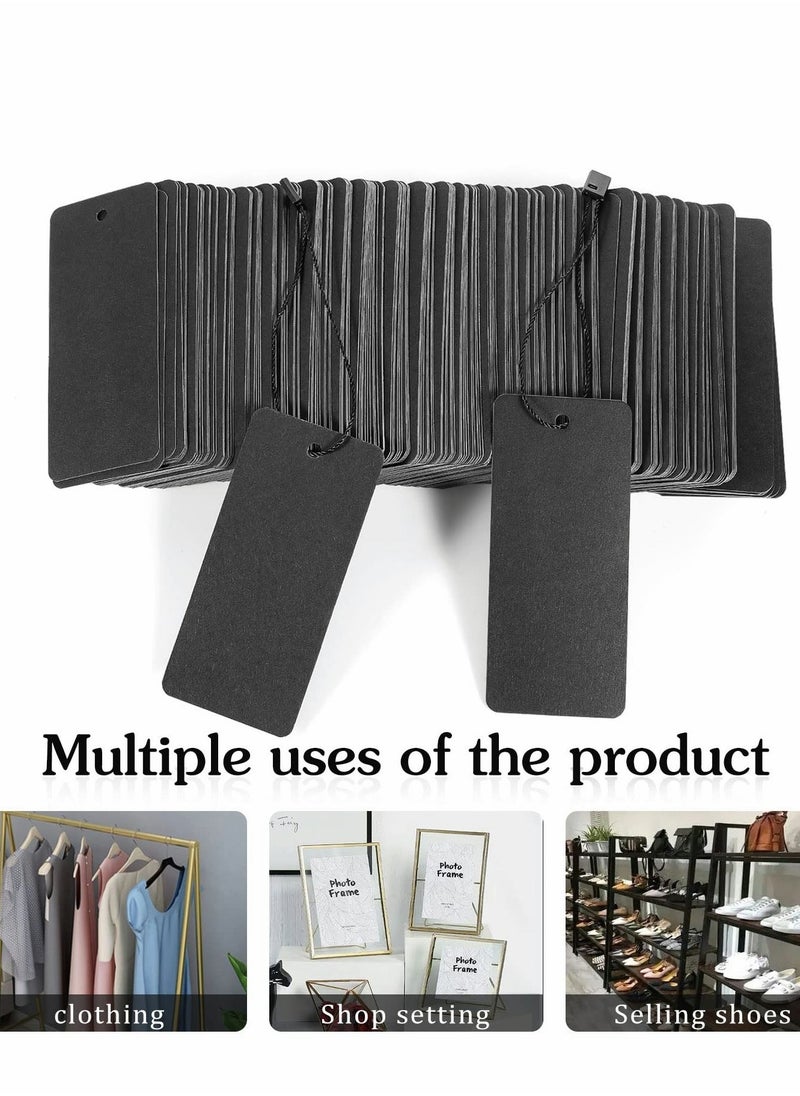 KASTWAVE - Hang Tag String, 200 Pcs Black Gift Tags with String Large Price Tags with Black Hang Tag String Kraft Paper Gift Tags Product Tags for Price Tags, Clothes, Gift Bags, Easy and Fast to Attach - Image 1