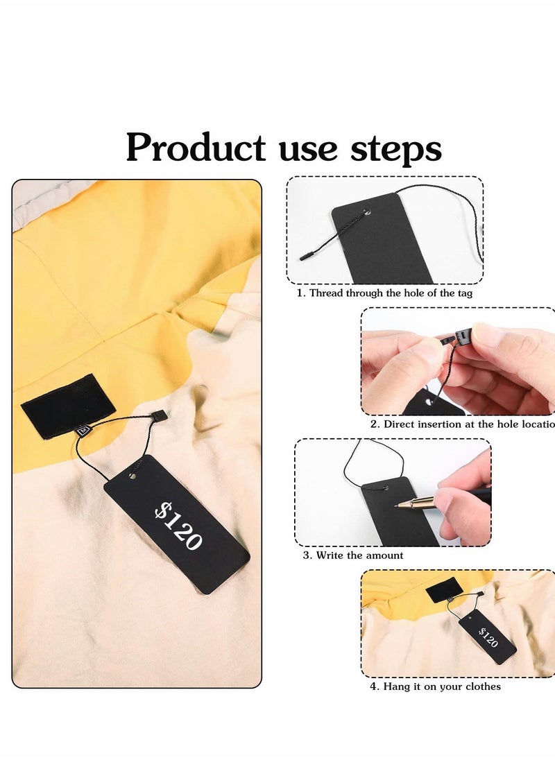 KASTWAVE - Hang Tag String, 200 Pcs Black Gift Tags with String Large Price Tags with Black Hang Tag String Kraft Paper Gift Tags Product Tags for Price Tags, Clothes, Gift Bags, Easy and Fast to Attach - Image 1