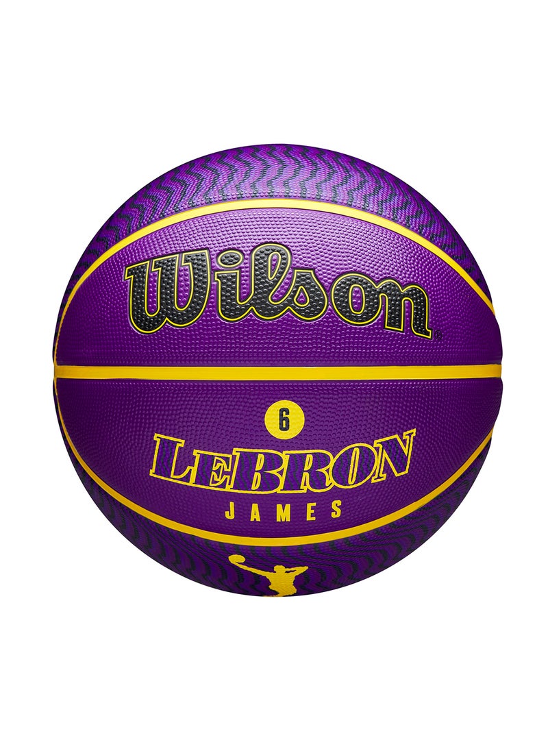 Wilson NBA Player Icon Outdoor Basketball - Lebron - Size 7 for +12 years old and Adults - Purple/Yellow  - Image 1