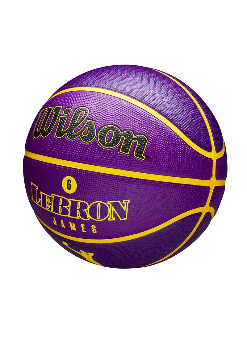 Wilson NBA Player Icon Outdoor Basketball - Lebron - Size 7 for +12 years old and Adults - Purple/Yellow  - Image 3