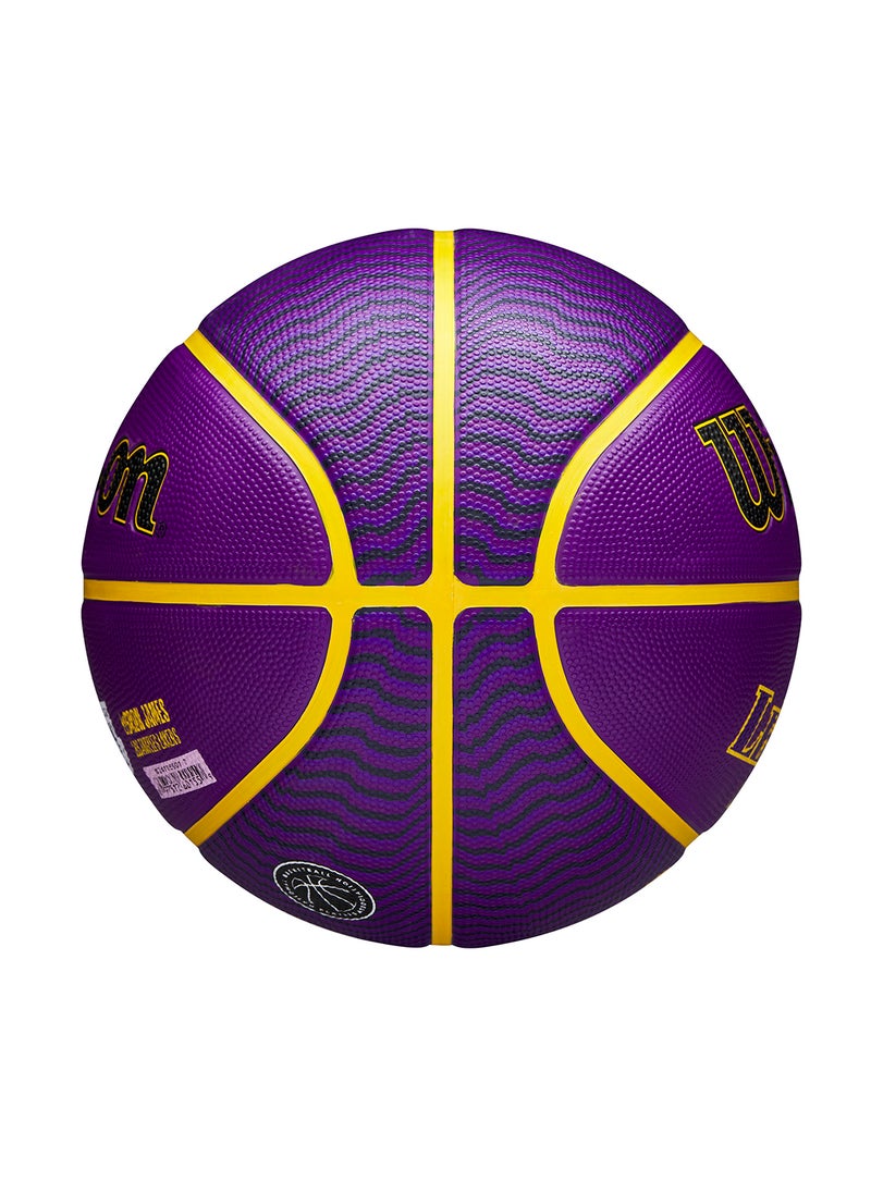 Wilson NBA Player Icon Outdoor Basketball - Lebron - Size 7 for +12 years old and Adults - Purple/Yellow  - Image 4