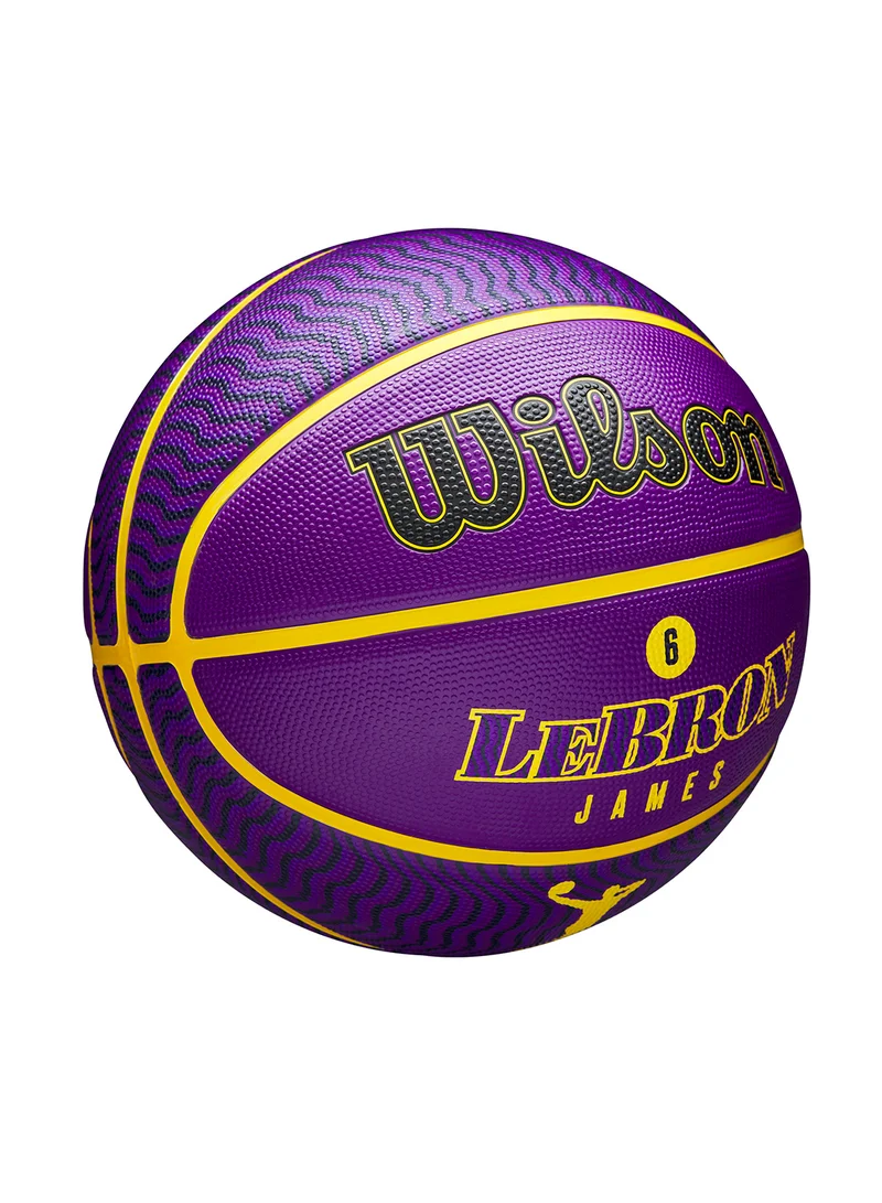 Wilson NBA Player Icon Outdoor Basketball - Lebron - Size 7 for +12 years old and Adults - Purple/Yellow