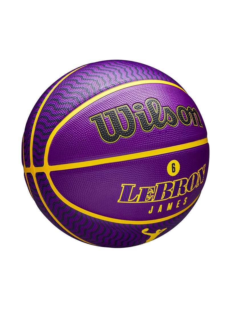 Wilson NBA Player Icon Outdoor Basketball - Lebron - Size 7 for +12 years old and Adults - Purple/Yellow  - Image 2
