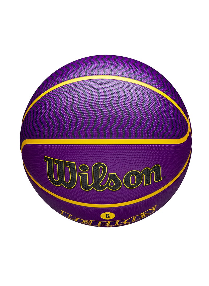 Wilson NBA Player Icon Outdoor Basketball - Lebron - Size 7 for +12 years old and Adults - Purple/Yellow  - Image 5