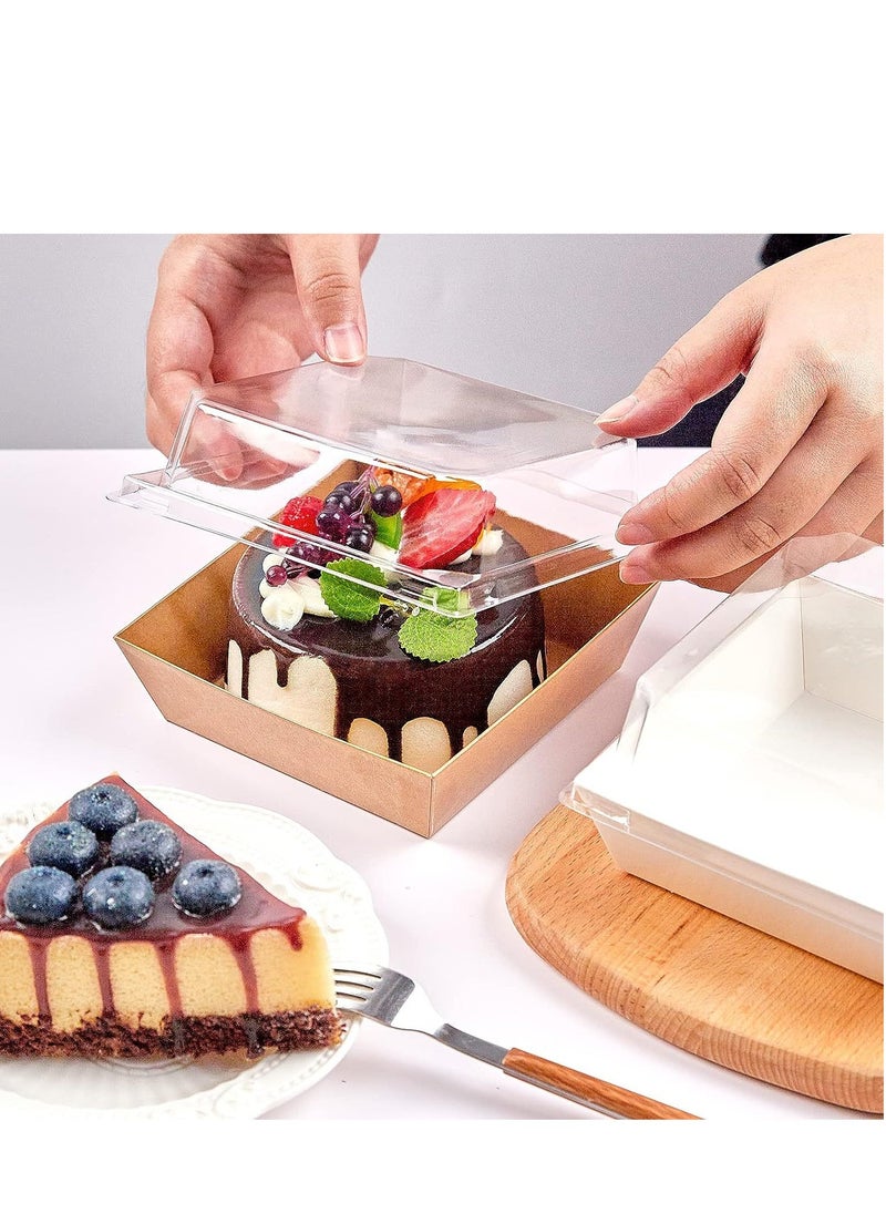 50 Pack Bakery Boxes  Small Dessert Boxes To Go  4 Inch Paper Mini Cake Boxes, Clear Treat Boxes, Disposable Cookie Cake Slice Containers for Charcuterie, Strawberries, Baked Goods  - Image 2