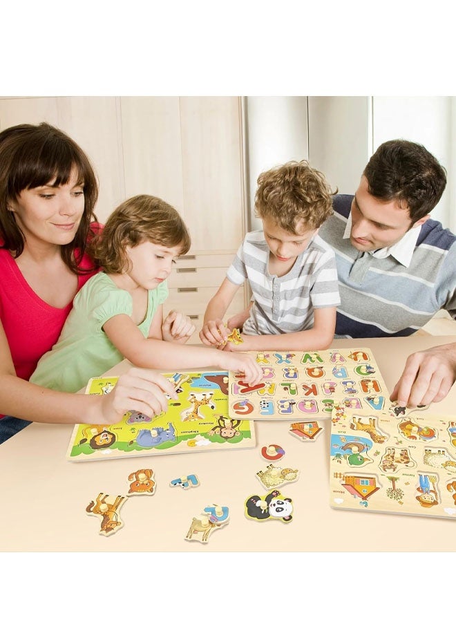 لعبة ألغاز خشبية للأطفال الصغار من عمر سنتين إلى أربع سنوات، ألغاز تعليمية للأطفال من البنات والأولاد من عمر سنتين إلى أربع سنوات مع حيوانات المزرعة - Image 3