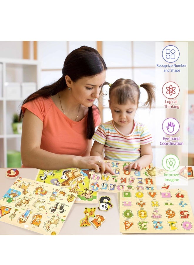 لعبة ألغاز خشبية للأطفال الصغار من عمر سنتين إلى أربع سنوات، ألغاز تعليمية للأطفال من البنات والأولاد من عمر سنتين إلى أربع سنوات مع حيوانات المزرعة - Image 4