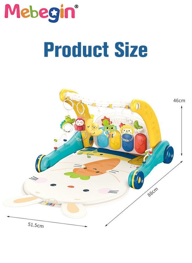 MEBEGIN - 2 in 1 Baby Walker with Fun-filled Activity Panel, Multifunctional Push Along Walker with Drawing Board, Music Walker for Toddler, Early Educational Child Activity Center, Tummy Time Mat, Ideal Support for Babies' First Steps - Image 1
