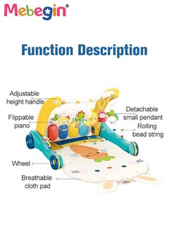 MEBEGIN 2 in 1 Baby Walker with Fun-filled Activity Panel, Multifunctional Push Along Walker with Drawing Board, Music Walker for Toddler, Early Educational Child Activity Center, Tummy Time Mat, Ideal Support for Babies' First Steps  - Image 3