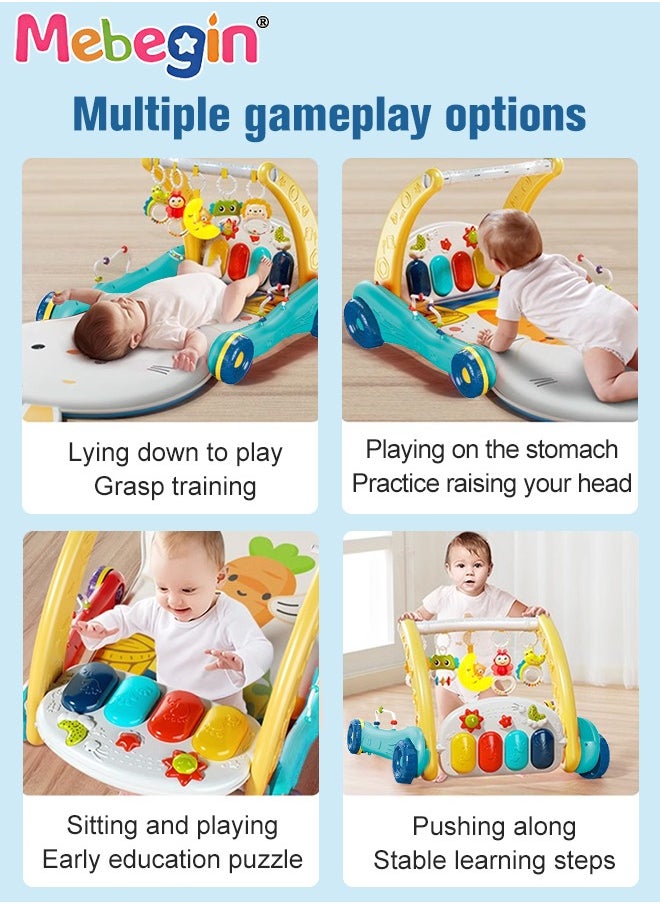 MEBEGIN - 2 in 1 Baby Walker with Fun-filled Activity Panel, Multifunctional Push Along Walker with Drawing Board, Music Walker for Toddler, Early Educational Child Activity Center, Tummy Time Mat, Ideal Support for Babies' First Steps - Image 1