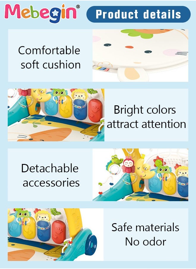 MEBEGIN - 2 in 1 Baby Walker with Fun-filled Activity Panel, Multifunctional Push Along Walker with Drawing Board, Music Walker for Toddler, Early Educational Child Activity Center, Tummy Time Mat, Ideal Support for Babies' First Steps - Image 1