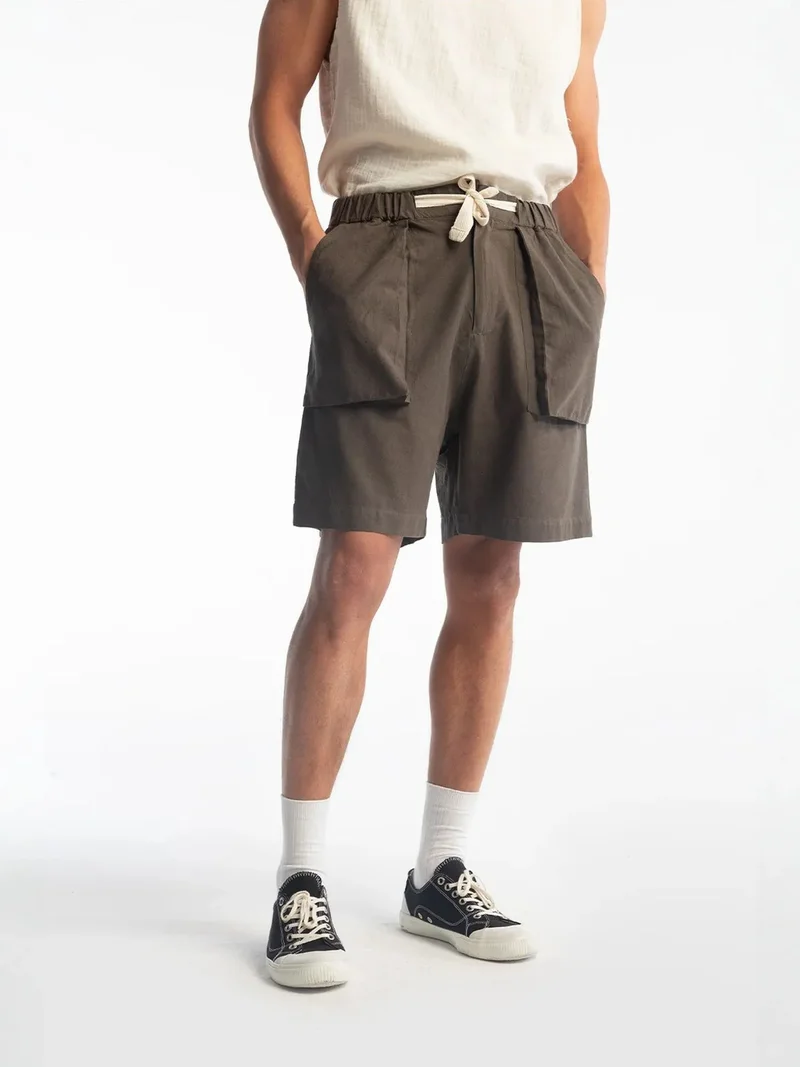 جيستو GIESTO Regular Fit Linen Blend Drawstring Waist Shorts