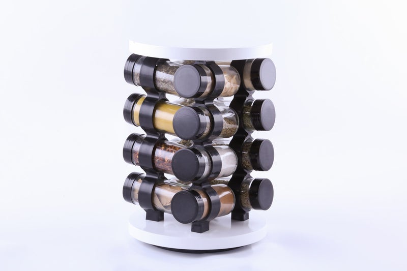 Spice Set 16 Plastic With Rotating Stand White 35cm