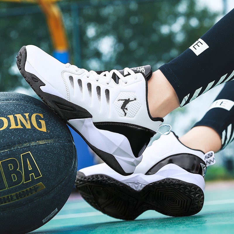 Basketball Shoes Men'S And Women'S Middle And Big Children'S Breathable Shock-Cushioning Practical Basketball Shoes Children'S Leather Four-Season Sports Non-Slip Sneakers - Image 1