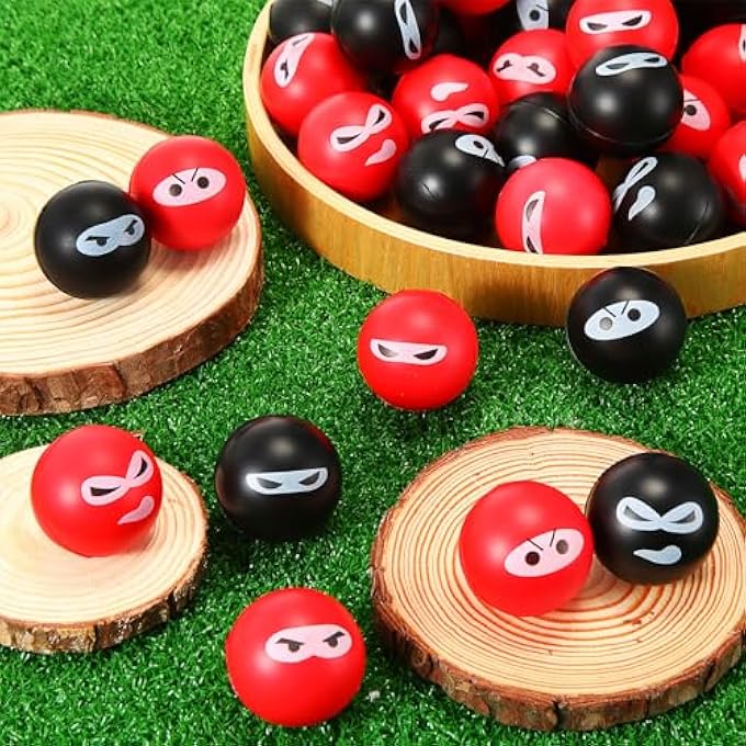 Jerify 40 Pack Ninja Party Favor Ninja Balls Stress Relief Balls PU Foam Sensory Stress Balls Hand Fidget Squeeze Stretchy Balls for Carnival Birthday Party Stuffers Gift, 4 Expressions - Image 5