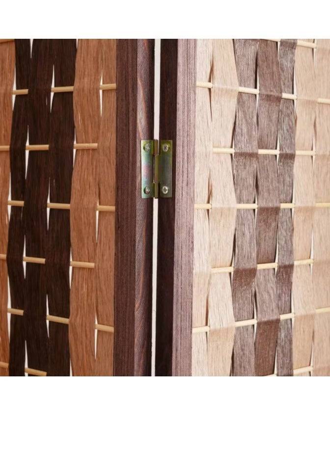 Decorhills 4 Panel Folding Room Divider, 6ft Wooden Woven Privacy Screen, Handwoven Brown Room Separator for Home, Office, Bedroom, Living Room, Foldable Space Divider with Durable Hinges - Dark Brown  - Image 2
