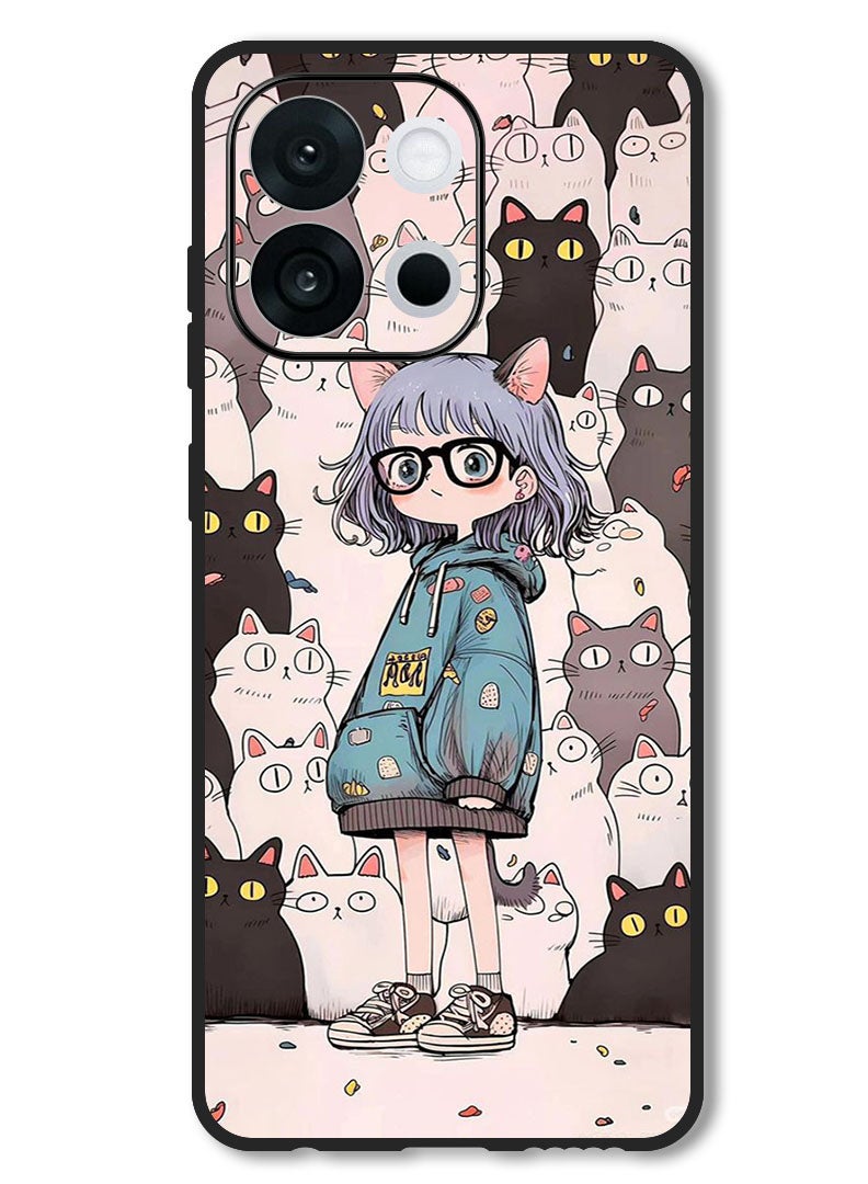 Theodor Case Compatible with OnePlus 13s 6.32 Inch Protection Shockproof Bumper Cover Cats & Girl - Image 1