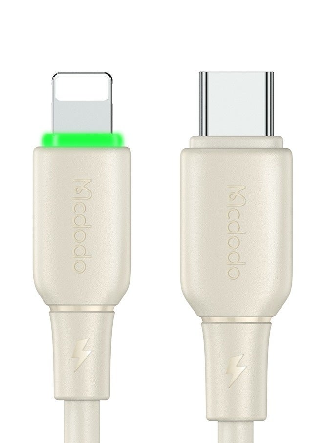 Mcdodo iPhone USB-C to Lightning Cable 36W LED Light 1.2m – Fast Charging PD Data Sync Cable for iPhone 14 13 12 11, iPad, AirPods – Beige - Image 5