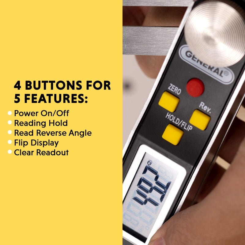 General Tools T-Bevel Gauge & Protractor - Digital Angle Finder with Full LCD Display & 8" Stainless Steel Blade - Image 4