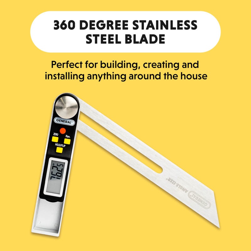 General Tools T-Bevel Gauge & Protractor - Digital Angle Finder with Full LCD Display & 8" Stainless Steel Blade - Image 5