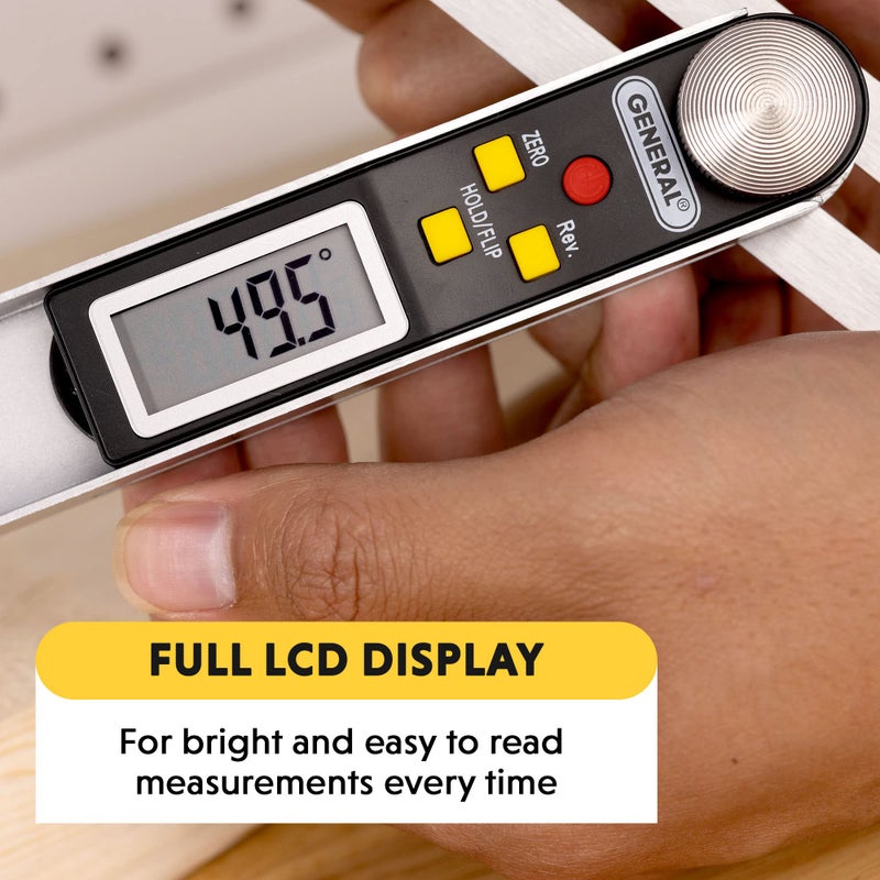 General Tools T-Bevel Gauge & Protractor - Digital Angle Finder with Full LCD Display & 8" Stainless Steel Blade - Image 3