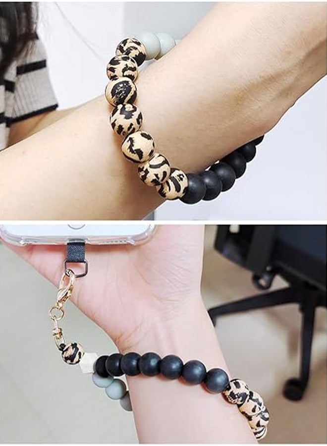 HY Marble Silicone Beaded Phone Wrist Strap, Cellphone Lanyard with Tether Tab, Charm Bracelet, Hands-Free Wristlet for Women and Girls - Image 2
