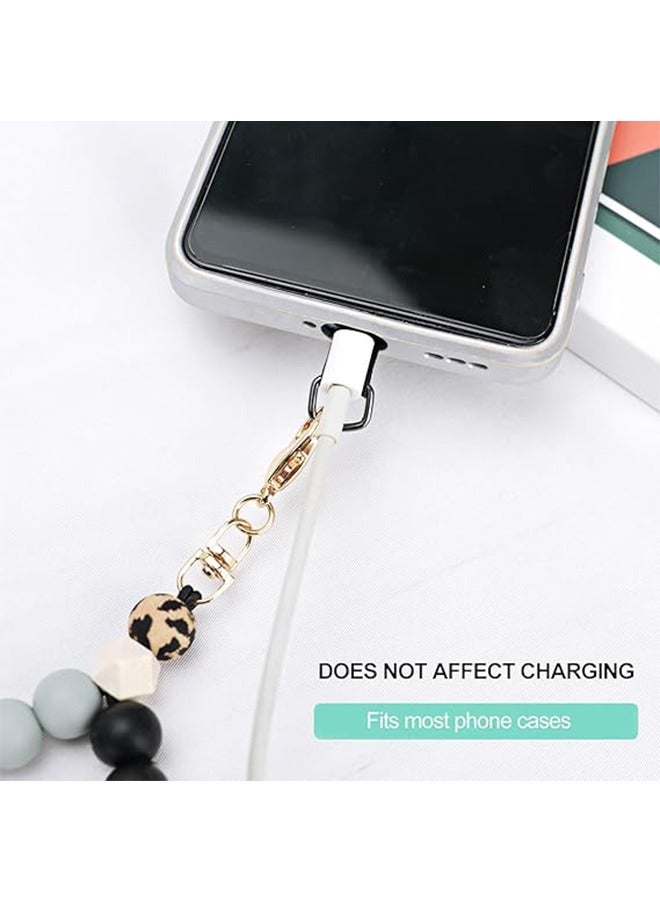 HY Marble Silicone Beaded Phone Wrist Strap, Cellphone Lanyard with Tether Tab, Charm Bracelet, Hands-Free Wristlet for Women and Girls - Image 3