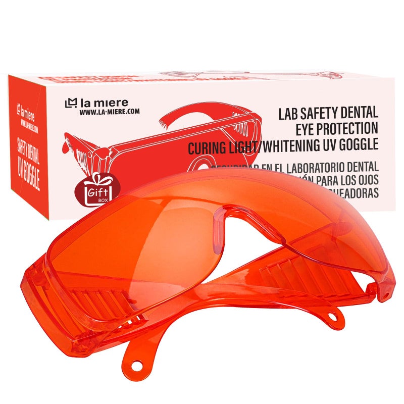 LA MIERE Curing Light Orange Glasses Dental, Teeth Whitening Safety Glasses, Dental Eyewear LED Protective Goggles, 1 Pack - Image 1