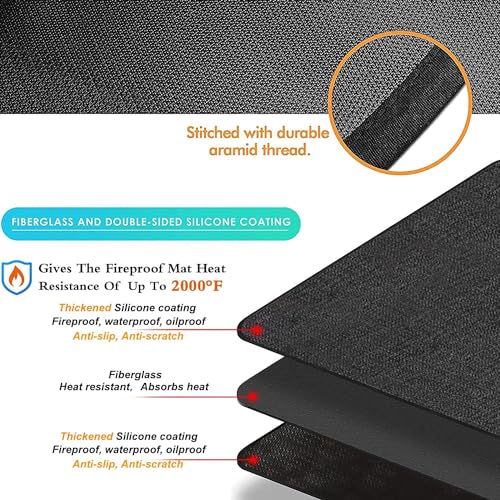 UBeesize Large 76x48 inches Under Grill Mat for Outdoor Grill,Double-Sided Fireproof Grill Pad for Fire Pit,Indoor Fireplace Mat Fire Pit Mat,Oil-Proof Waterproof BBQ Protector for Deck and Patio - Image 2