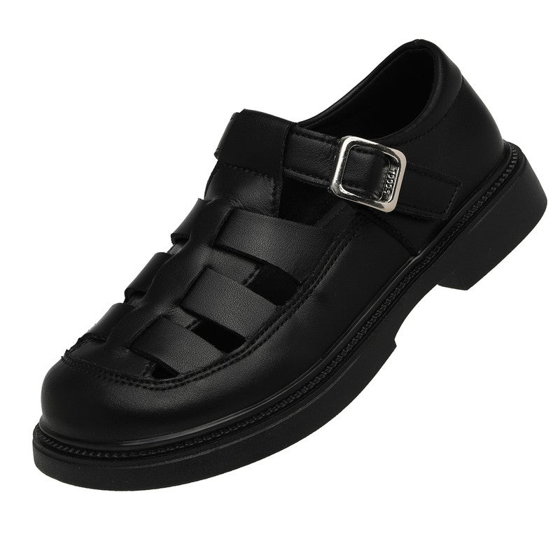 Lucky Kids Girls Summer Sandals,Closed Toe Leather Soft Rubber Flat Causal Summer Shoes for Toddler/Little kids/Big Kids - Image 1