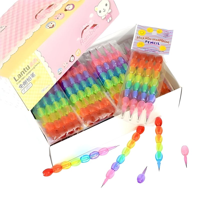 RADIANCE ™ Rainbow Brick-Style Non-Sharpening Pencils, Multicolour Stacking Design, 24 Count (Pack of 6) - Image 1