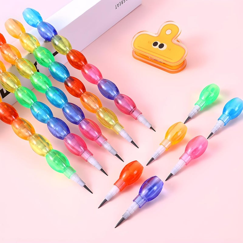 RADIANCE ™ Rainbow Brick-Style Non-Sharpening Pencils, Multicolour Stacking Design, 24 Count (Pack of 6) - Image 2