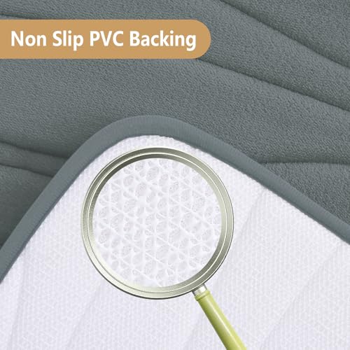 Buganda Memory Foam Bathroom Rug Mat 24x16, Extra Soft and Absorbent Bath Mats, Non-Slip and Machine Washable Bath Rugs for Bathroom Floor,Tub and Shower, Grey - Image 3