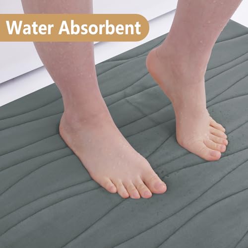 Buganda Memory Foam Bathroom Rug Mat 24x16, Extra Soft and Absorbent Bath Mats, Non-Slip and Machine Washable Bath Rugs for Bathroom Floor,Tub and Shower, Grey - Image 4