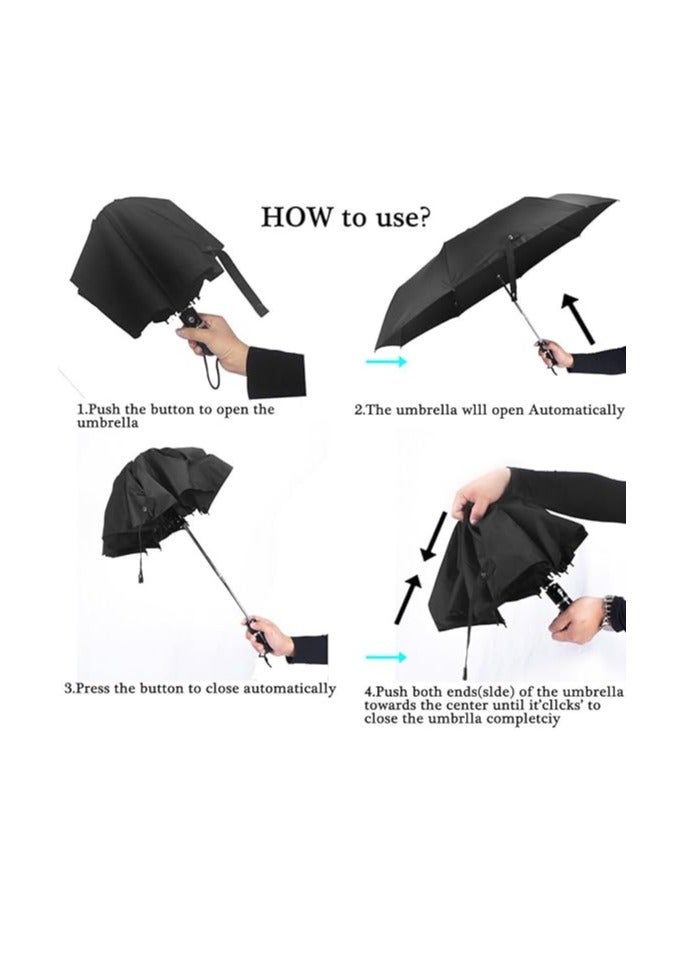 NALANDA NALANDA Automatic Folding Travel Umbrella Auto Open and Close Umbrella Folding Portable Compact Umbrella for Sun & Rain Men and Women, GRAY, 35 x 7 x 7 cm  - Image 5