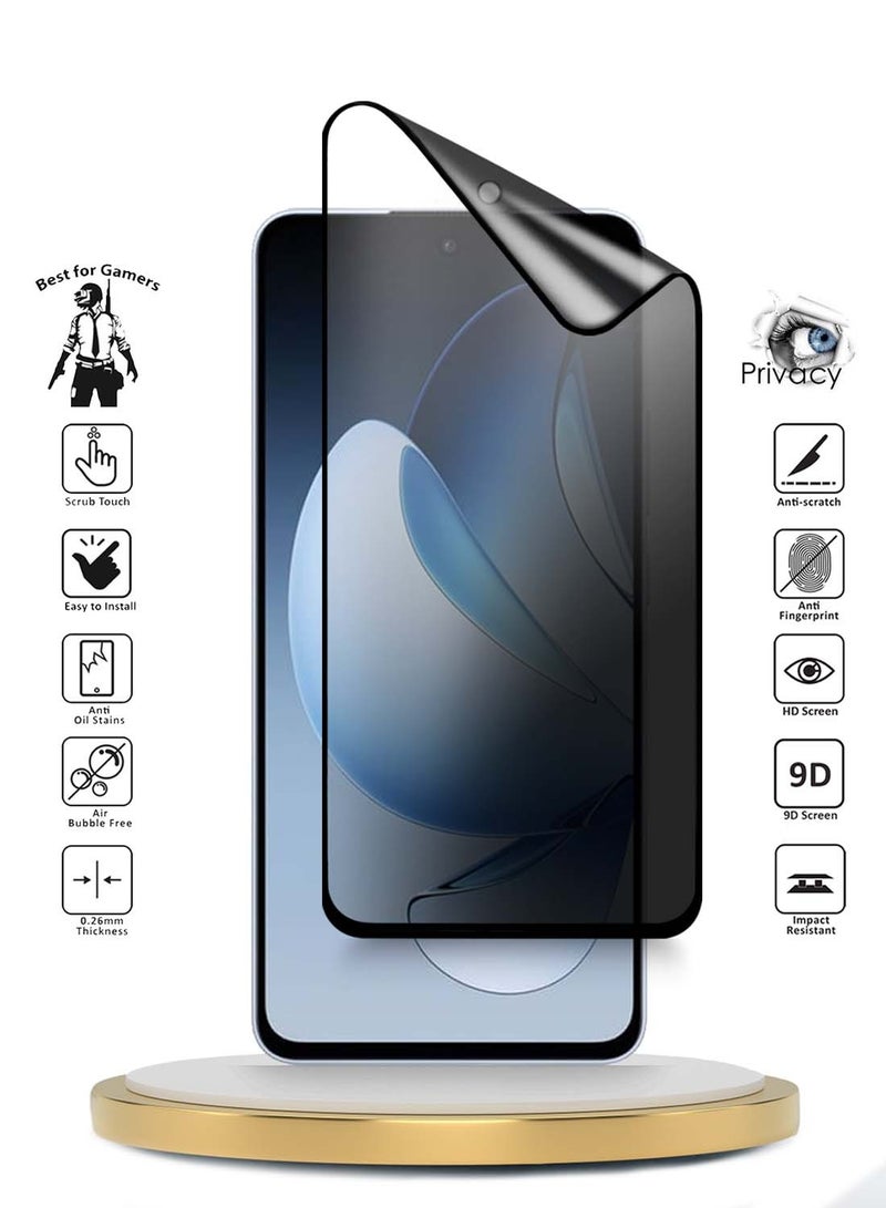 Wtech Oppo Reno13 5G 2024 Premium Nano Ceramic Privacy Full Glue Full Cover Matte Flexible Screen Protector (MSCNMP) - Clear/Black - Image 2