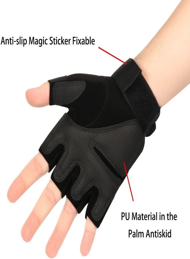 GymWar Weight Lifting Gym Gloves - Rubber Padded Gloves for Men Women Workout | Weight Lifting Straps for Heavy Lifting Unisex (Free Size) (Black) - Image 4