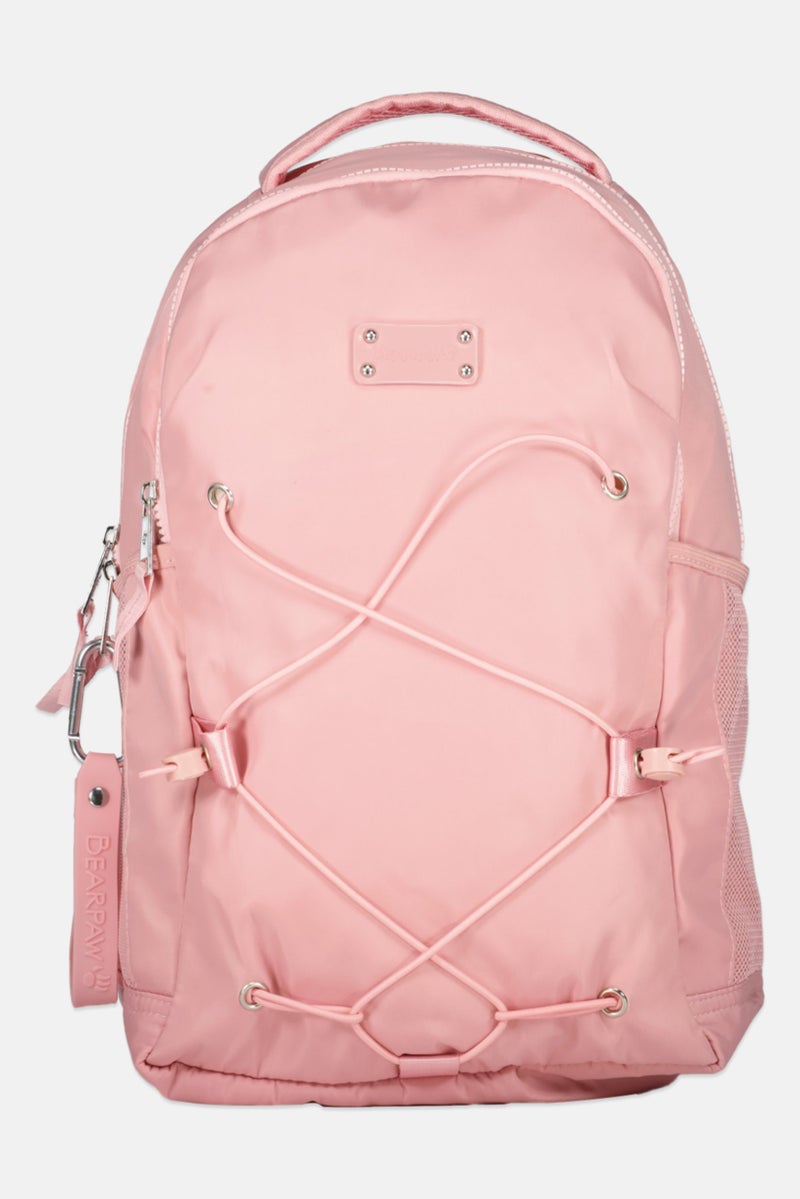 Bearpaw Women Front Bungee Cord Brand Logo Backpack 40 H x 27 L x 13 W cm, Pink - Image 1