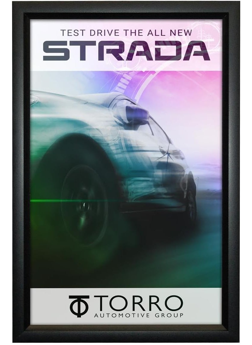 Displays2go 11 x 17 Inch Poster or Picture Frame Slidein Wall Mount Lens Black Aluminum  - Image 1