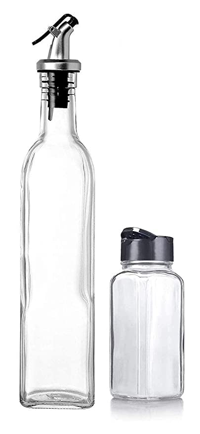 QUALIZA Oil Dispenser 500 ml Bottle Set of 1 Spice Jar Set of 1 Oil Bottle for Kitchen Oil Vinegar Storage Glass Bottle Glass Container for Spice jar1Olive Oil BottleSpice Rack Pack of 1