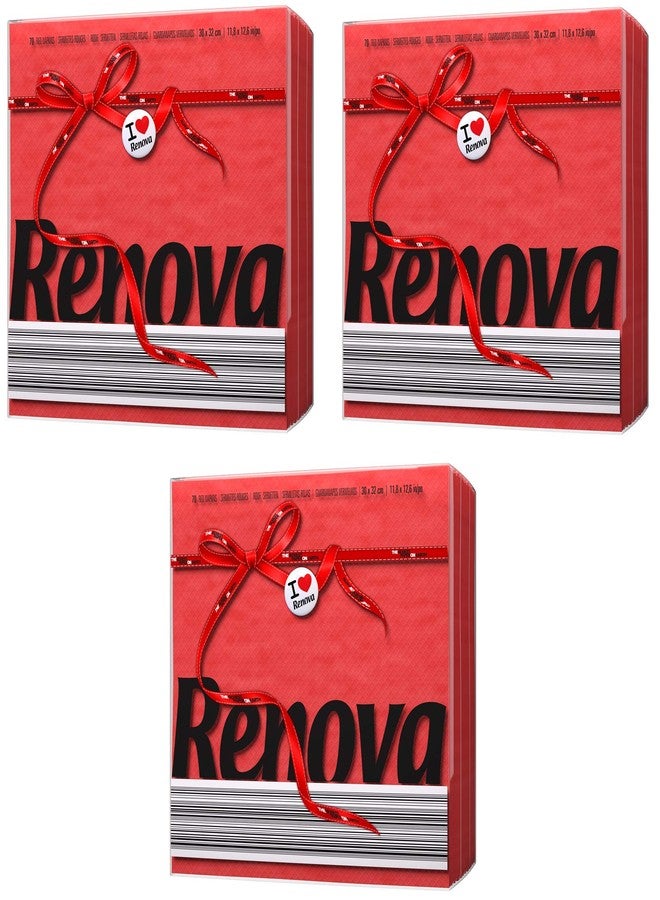 Renova Paper Napkins - Red, Pack of 3, Extra Soft and Absorbent Paper, First Time in India