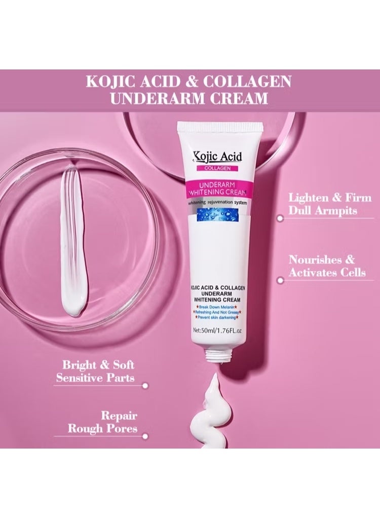 GUANJING كريم تفتيح الإبط بتركيبة كوجيك أسيد والكولاجين 50 مل - كريم تفتيح البشرة وإزالة البقع الداكنة وتقليل الروائح واستعادة نضارة البشرة وترطيبها - Image 2