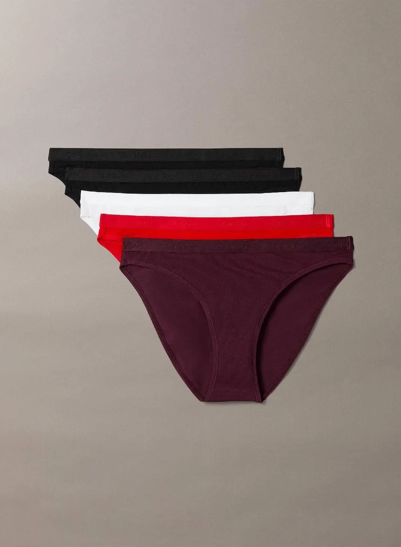 كالفن كلاين طقم 5 سراويل داخلية بيكيني - آيكون لوجو