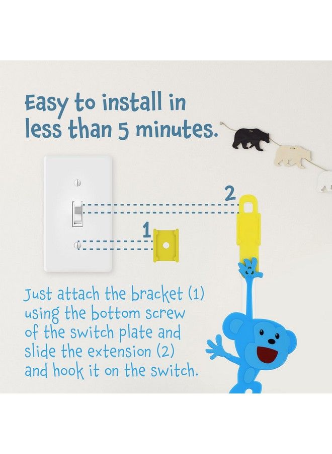 IMPRESA [3 Pack] Monkey Light Switch Extender For Kids With Easy Grab Tail Toddler Light Switch Extender For Potty Training Safe And Durable Light Switch For Toddlers Easy To Install Light Switch Cover - Image 5