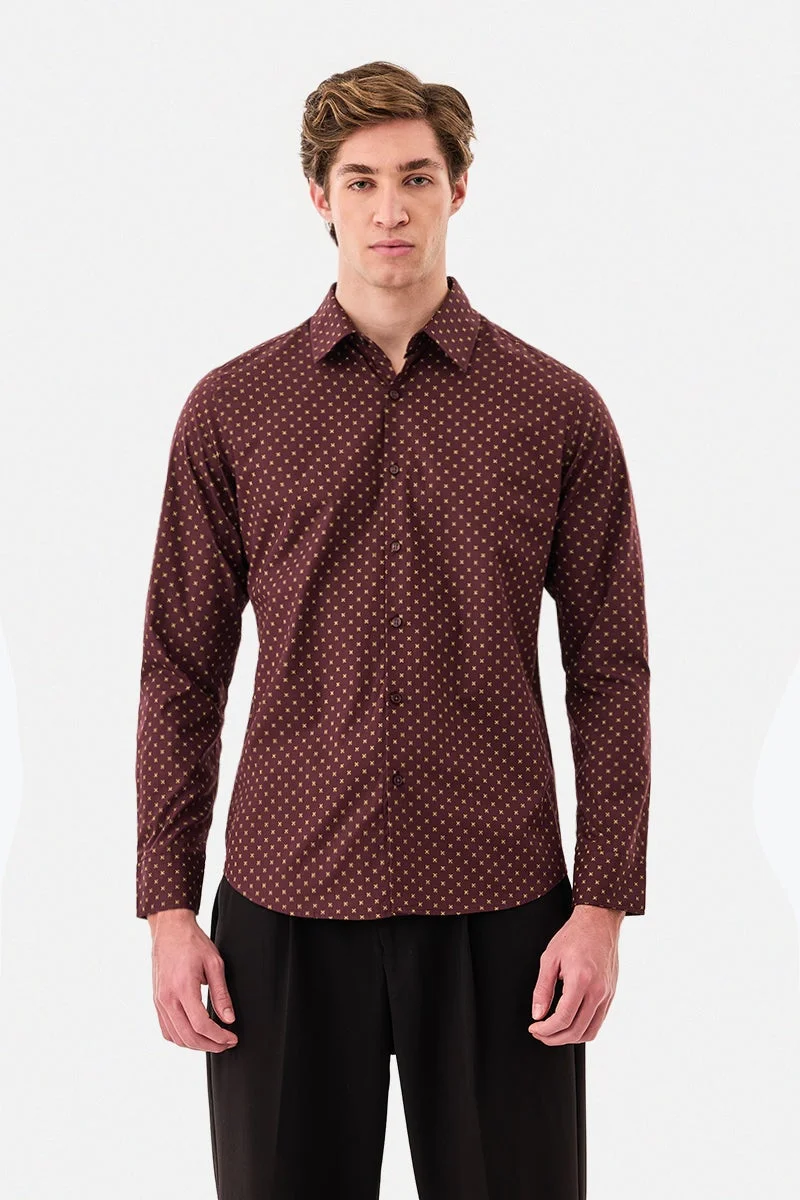 سنيتش قميص قطني مطبوع بقصة ضيقة