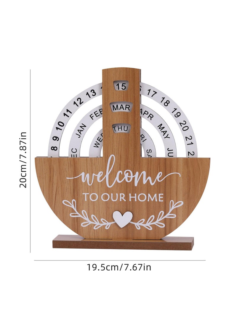 Bluejw Rotating Perpetual Calendar Wooden Forever Calendar Never Ending Calendar Wooden Calendar Corporate Gift - Image 1